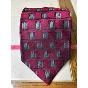 Double Black Silk Hand Made In America Geometric Pattern Men's Neck Tie
